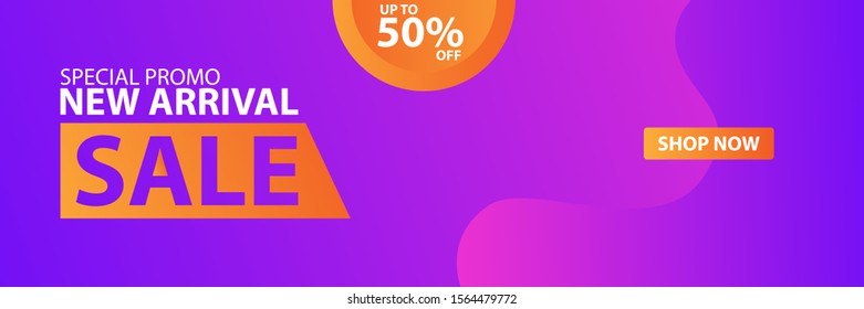 New arrival sale banner promotion design template. Sale and discounts