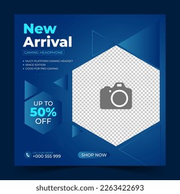 New arrival sale social media post template and web banner. For product advertising, promotion, digital layout. Vector illustration