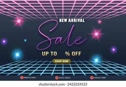 new arrival sale template banner with blank space for product sale with abstract gradient blue background design