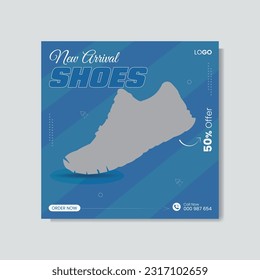  New arrival shoe social media post design and web banner post design vector template.