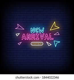 New Arrival Shop Now Neon Signs Style Text Vector