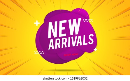 New Arrival sign speech bubble vector.Abstract Background