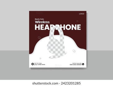 Nuevo banner para auriculares inteligentes de llegada para fines promocionales y de venta