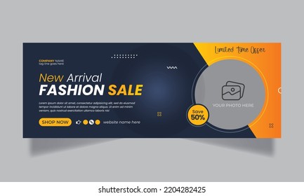 New arrival social media post design, web banner template, horizontal timeline cover