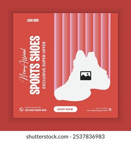  New arrival sports shoe social media post banner template, sneakers online post banner ad ideas social media post template, new collection of square banner template for shoe sale or web post template