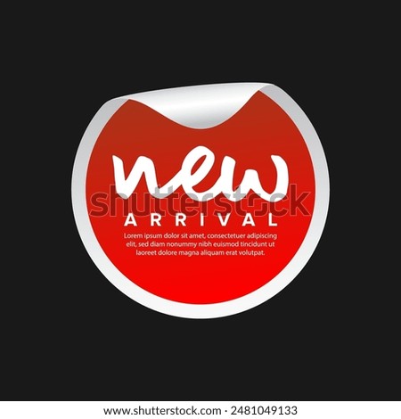 New arrival sticker design isolated on black background