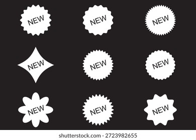 New arrival tag icon set. Red new sale label. Price sticker vector icons.
