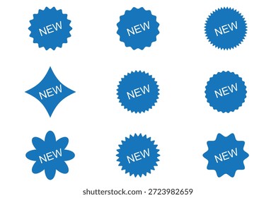 New arrival tag icon set. Red new sale label. Price sticker vector icons.