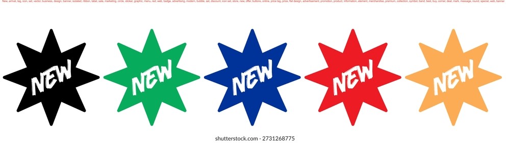 New arrival tag icon set. Vector illustration.