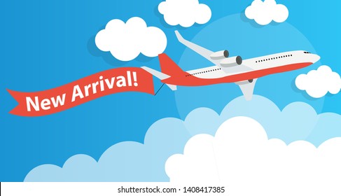 New Arrival Template Background with Airplane. Vector Illustration EPS10