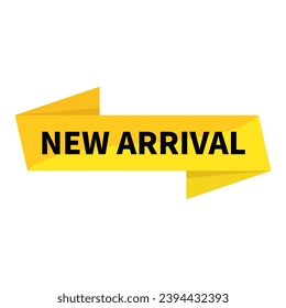 New Arrival In Yellow Rectangle Ribbon Shape For Update Product Advertising Business Marketing Social Media Information
