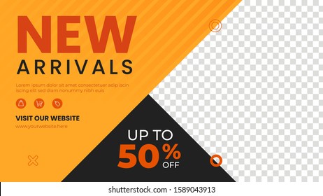 New arrivals banner template. Promotion sale banner for website, flyer and poster