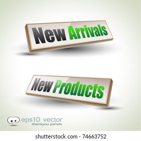New Arrivals Box Panel: 3D icons with shadows