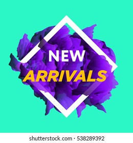 Concepto de recién llegados para promociones de tiendas de Internet. Banners web de recién llegados. Diseño de materiales de colores de moda.