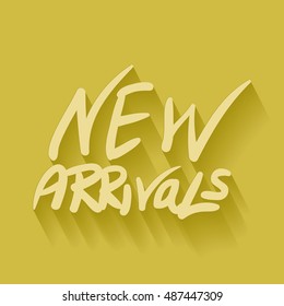 new arrivals hand written in yellow color backdrop