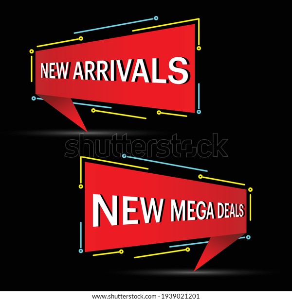New Arrivals, New Mega Deals, Special Offer\
Tags Banner, Poster, Vector\
Illustration