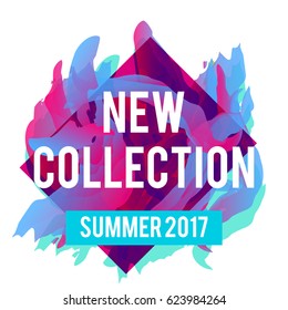 New arrivals and summer collection concept for internet stores promo. New collection web banners. Material design trendy colors. 