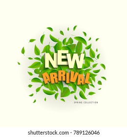 New arrivals.Spring collection. Concept for stores promo. Vector illustration. Material design trendy colors.