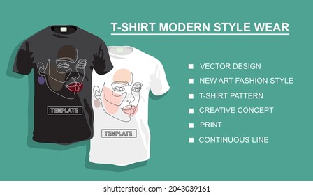 New art fashion style print, creative concept, t-shirt pattern Woman face in glasses in a minimalistic version continuous line drawing. Your photo.