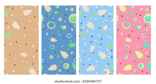 New Art invitation cards. Vector banners set with green tropical leaves on Pastel background. Exotic botanical design