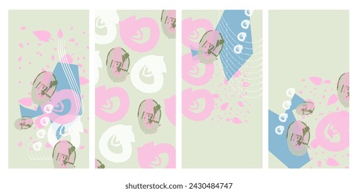 New Art invitation cards. Vector banners set with green tropical leaves on Pastel background. Exotic botanical design