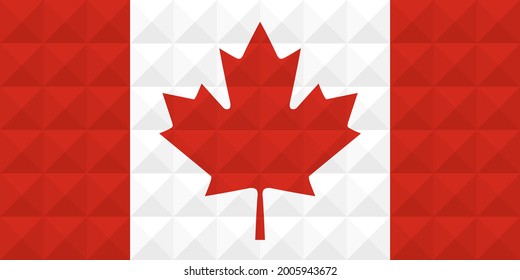 New artistic Canada flag vector. formed from triangles to squares with different contrasting colors illustrating a 3d effect. Proportion 1:2. Maple leaf shape can be edited separately from the flag.