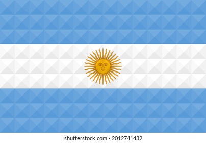 Neue künstlerische Fahne Vektorgrafik von Argentinien. von Dreiecken zu Quadraten mit unterschiedlichen Kontrastfarben gebildet, die einen 3D-Effekt zeigen. Anteil 9:14