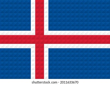 Nuevo vector artístico de la bandera islandesa. formado desde triángulos a cuadrados con diferentes colores contrastantes que ilustran un efecto 3d. Proporción 18:25