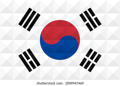 New artistic South Korea flag vector. formed from triangles to squares with different contrasting colors illustrating a 3d effect. Proportion 2:3