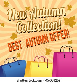 New autumn colection, best offer poster concept design, vector illustration