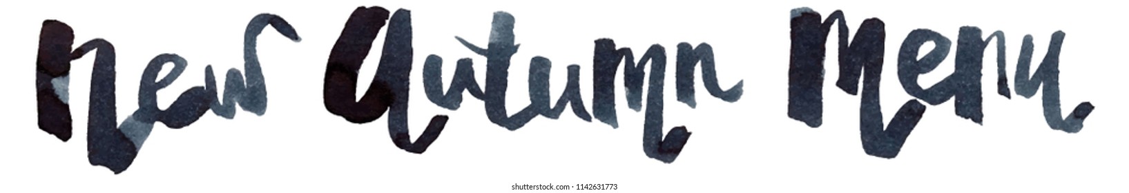 "New Autumn Menu" Lettering. Hand Written Unique Typography. Vector Illustration. Design for restaurant, cafe, bar, coffee shop.