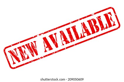 New available red stamp text on white