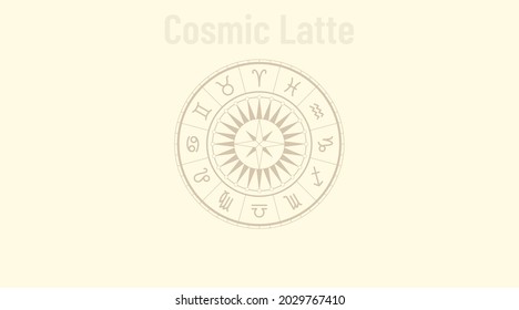 New average color of the universe: Cosmic latte. Solid ivory color background and zadiac circle with signs