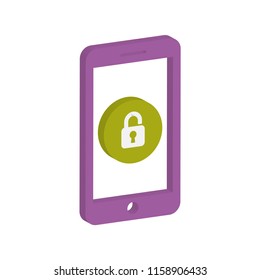 new awesome creative colorful technology vector illustration isometric user interface mobile device unlock icon design