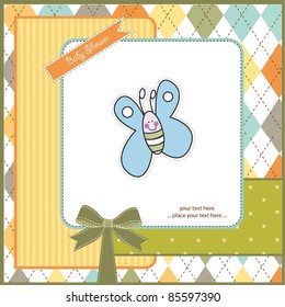 new baby announcement card with butterfly