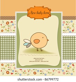 new baby announcement card with chicken