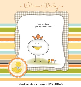 new baby announcement card with chicken