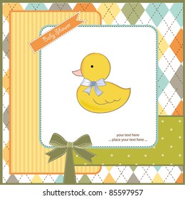 new baby announcement card with duck
