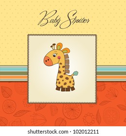 new baby announcement card with giraffe