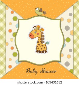 new baby announcement card with giraffe