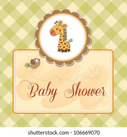 new baby announcement card with giraffe