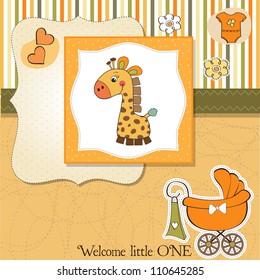 new baby announcement card with giraffe