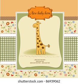 new baby announcement card with giraffe
