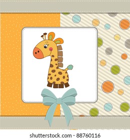 new baby  announcement card with giraffe