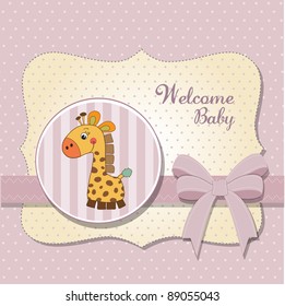 new baby announcement card with giraffe