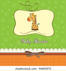new baby announcement card with giraffe