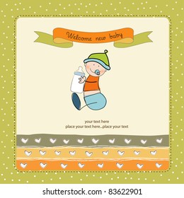 new baby announcement card with kid