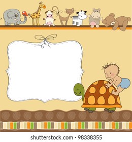 new baby announcement card with little boy