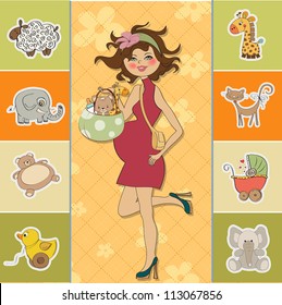 new baby announcement card with pregnant woman