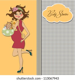 new baby announcement card with pregnant woman
